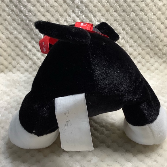 Loblaws Black and White Plush Puppy Dog with Red Heart Ribbon Stuffed Animal Toy - Picture 4 of 14